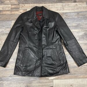 Wilson Leather Jacket Womens Medium 3M Thinsulate Lined Button Black